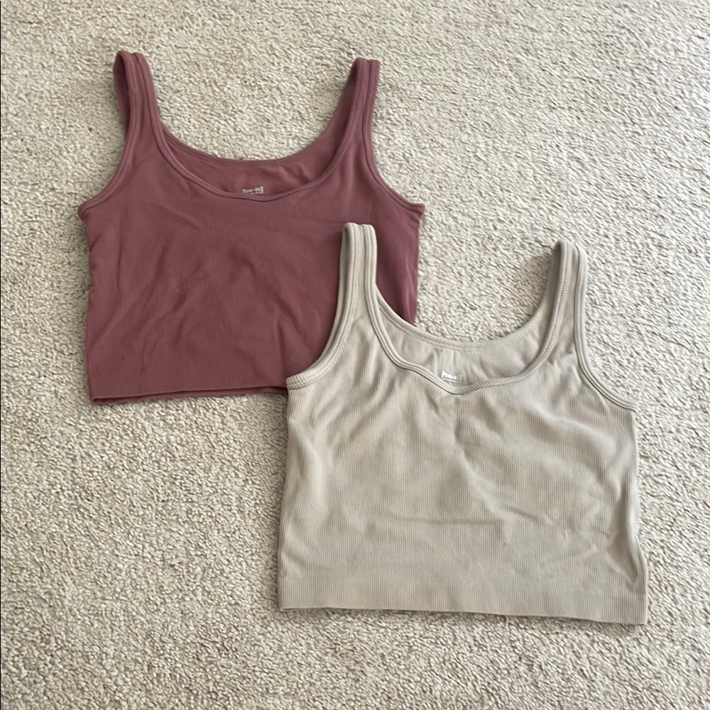 H&M Ribbed Tank Tops - Dusty Rose and Light Taupe